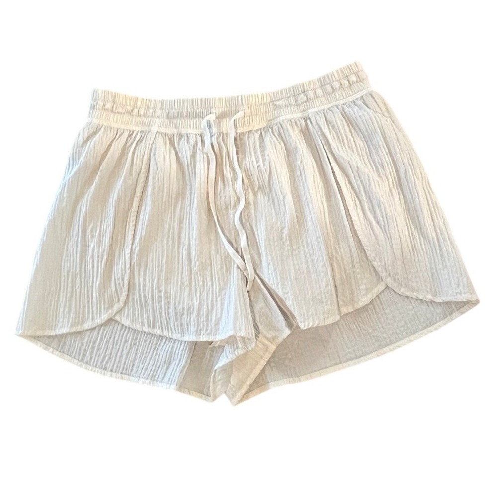 Lululemon Seersucker Mesh Lined Shorts Womens White Excellent Drawstring 1663